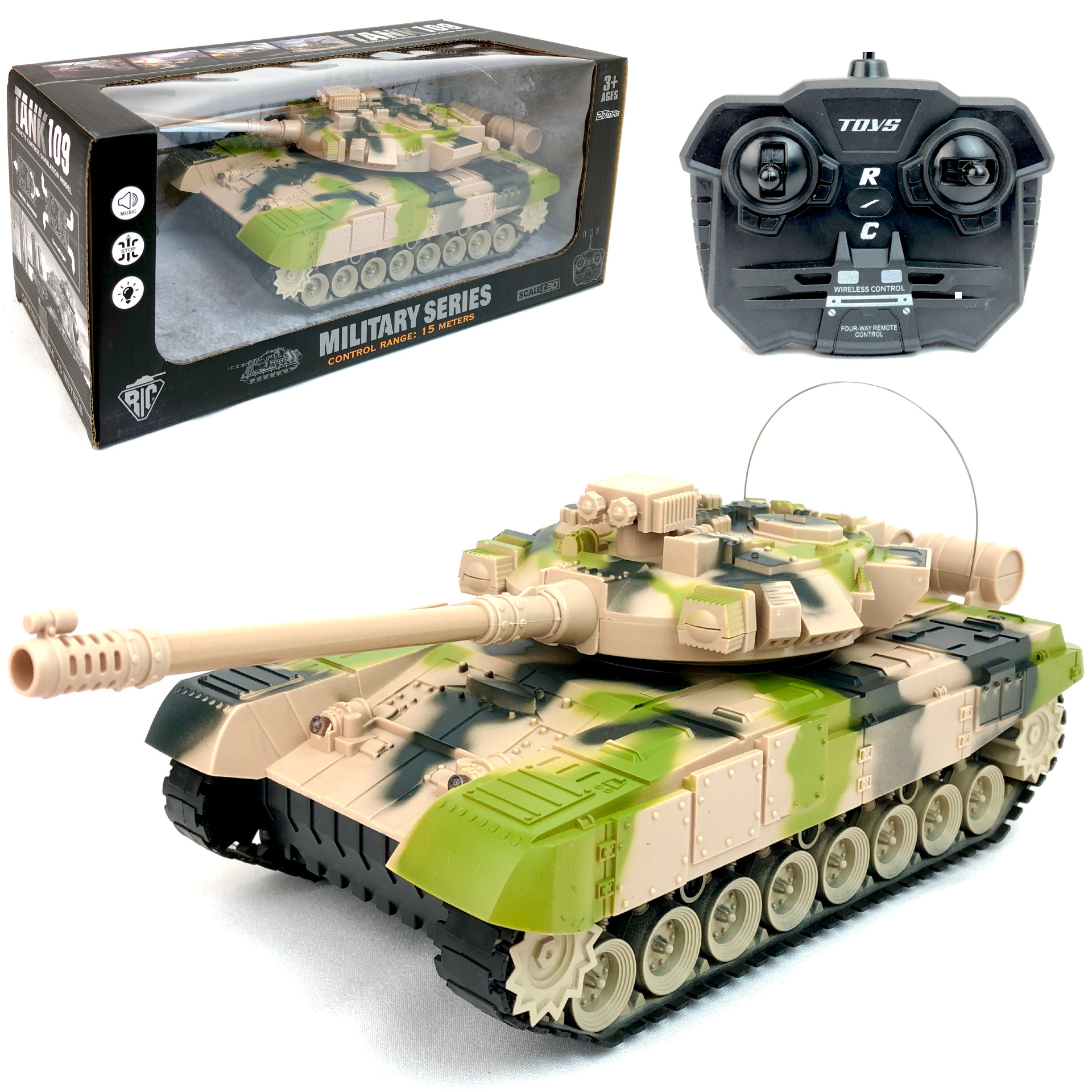 

Радиоуправляемый боевой танк PLAYSMART Tank, звук стрельбы, подсветка, 109695