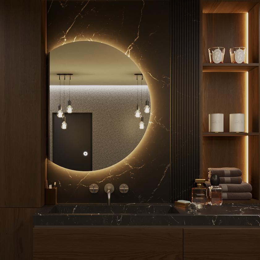 Зеркало для ванной Slavio Maluchini Дафна 70*50 с теплой LED-подсветкой обрез слева