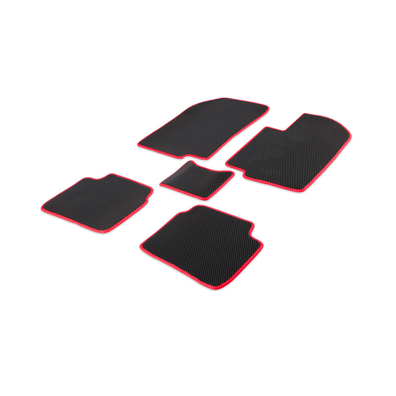 Комплект ковриков в салон ЭВА CellMat Хонда Фит I, черный-красный