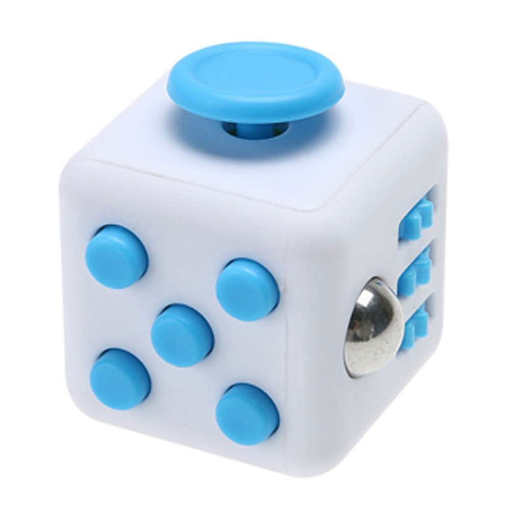 фото Фиджет кубик антистресс fidget cube белый с голубым nobrand