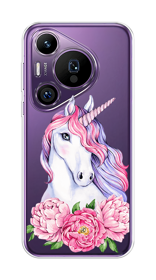 

Чехол на Huawei Pura 70 Pro/70 Pro Plus "Единорог с пионами", Розовый;белый;зеленый, 6124150-1