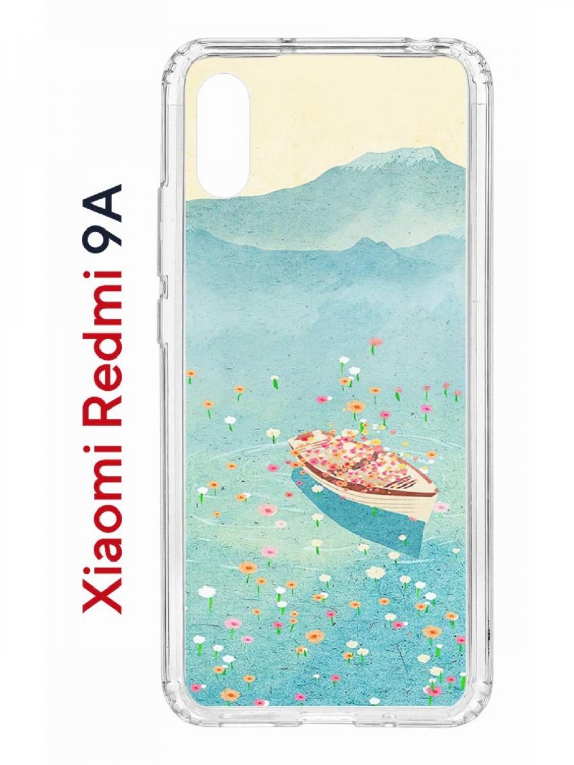 Чехол на Redmi 9A Kruche Print озеро цветов,противоударный бампер,с защитой камеры