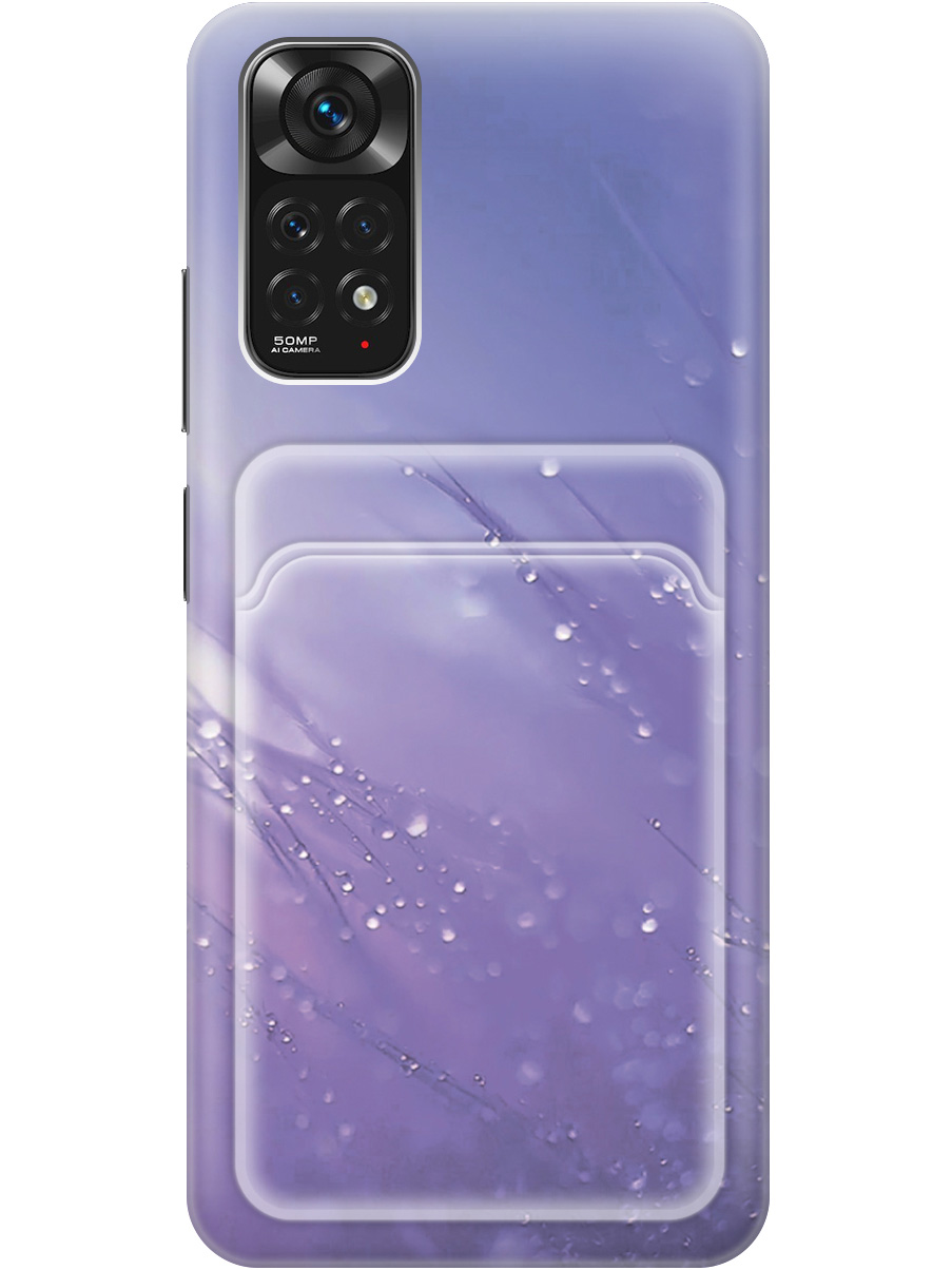 

Силиконовый чехол на Xiaomi Redmi Note 11/Note 11S с рисунком "Капли на синей траве", Белый;синий, 20012071