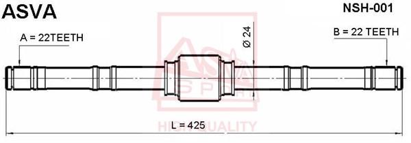 

ASVA 'NSH001 Полуось левая 22x425x22 1шт