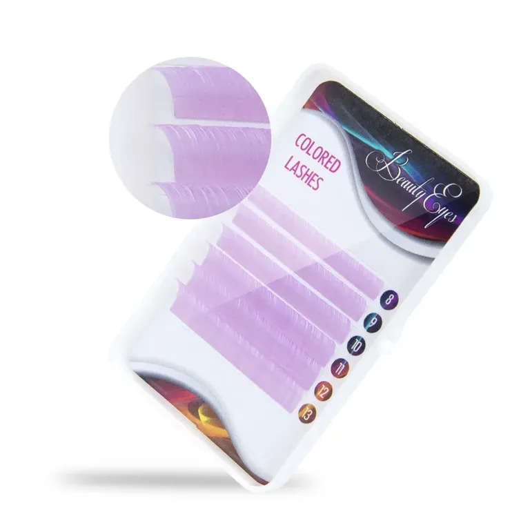 

Ресницы Beauty Eyes светло-фиолетовые Light Purpule мини длин 6 лент CC 0.10 8-13, Фиолетовый
