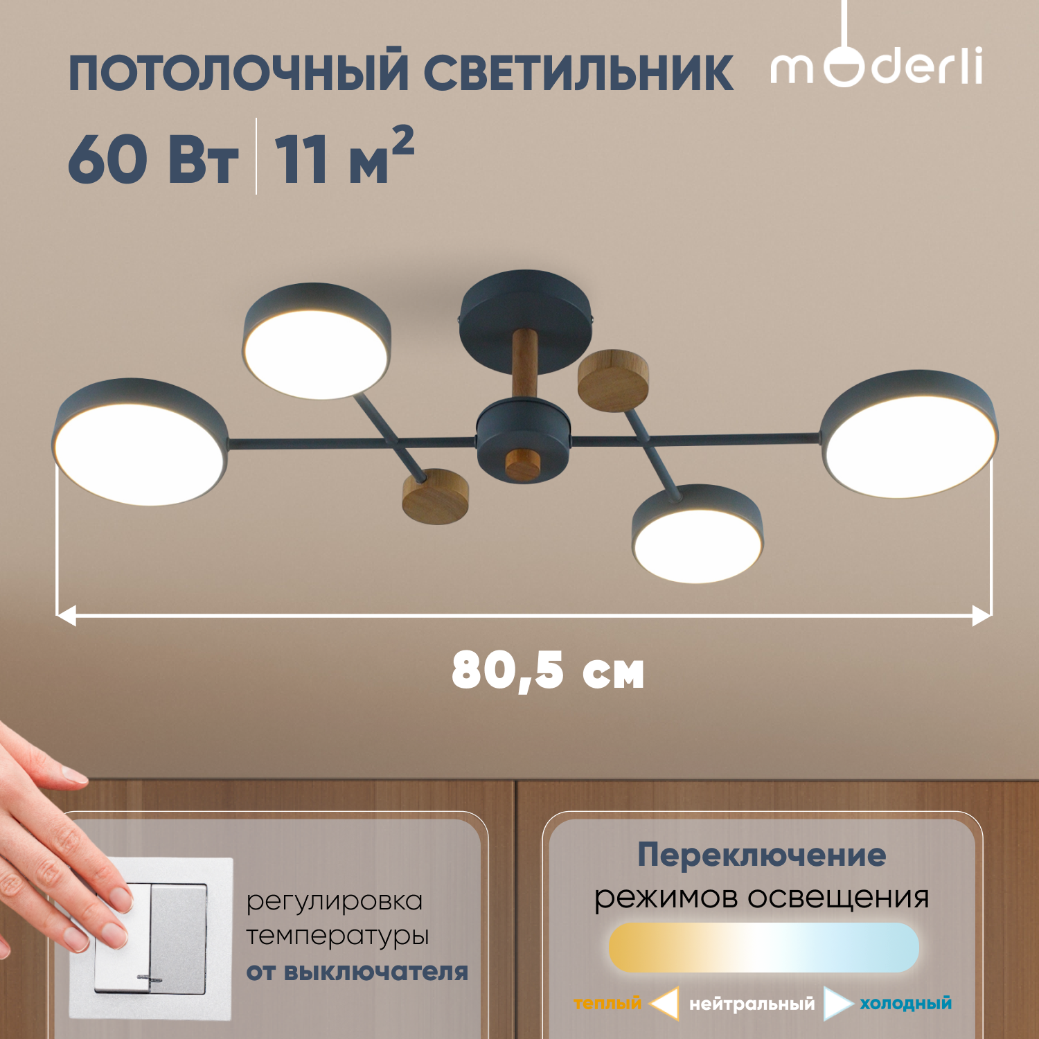 Светильник потолочный светодиодный Moderli V10972-CL Scandi