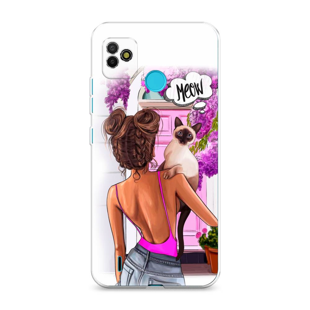 

Чехол Awog на Tecno POP 5 "Девушка с кошкой", Разноцветный, 301150-7
