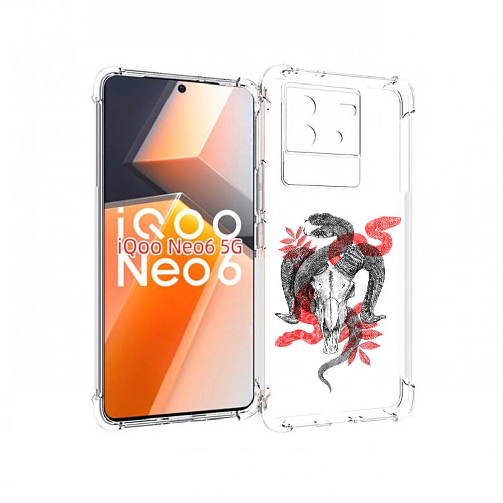

Чехол MyPads змея в черепе рисунок для Vivo iQoo Neo 6 5G, Прозрачный, Tocco