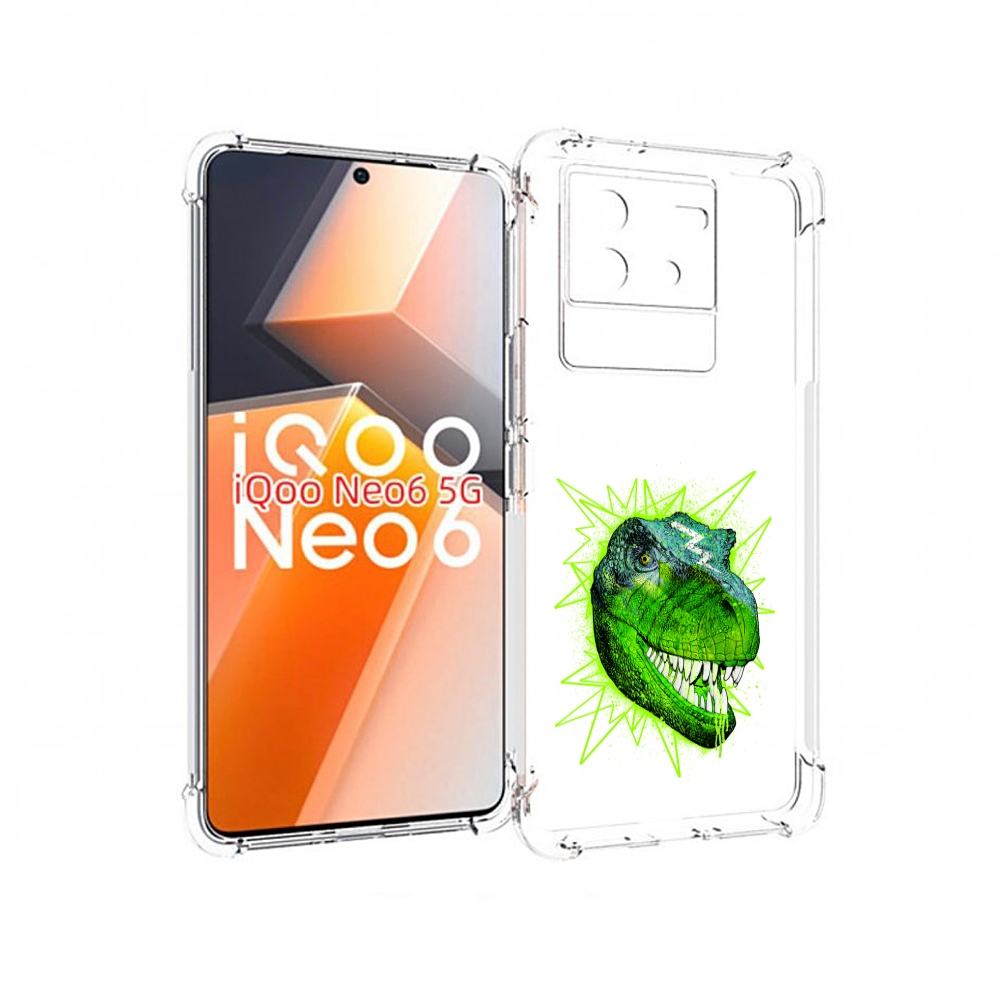 

Чехол MyPads зеленый динозавр для Vivo iQoo Neo 6 5G, Прозрачный, Tocco
