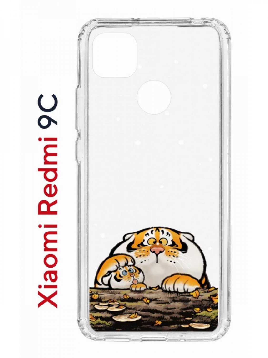 фото Чехол на redmi 9c kruche print тигр первый снег,противоударный бампер с защитой камеры кruче