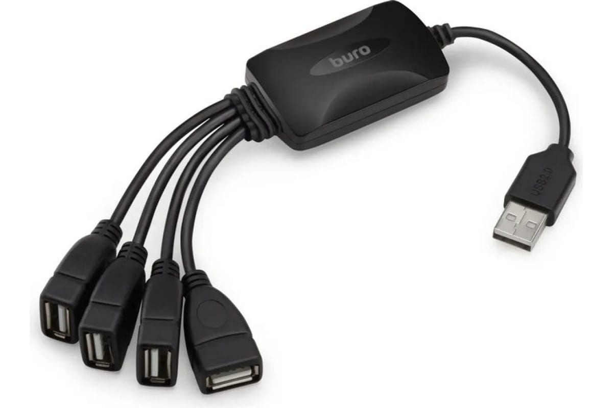 

Разветвитель USB 2.0 Buro BU-HUB4-0.3-U2.0-Splitter 4порт. черный