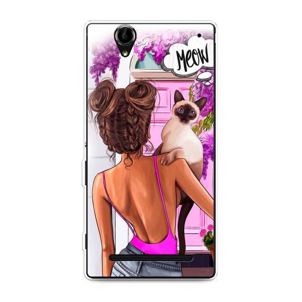 

Чехол Awog на Sony Xperia T2 Ultra "Девушка с кошкой", Разноцветный, 50950-7