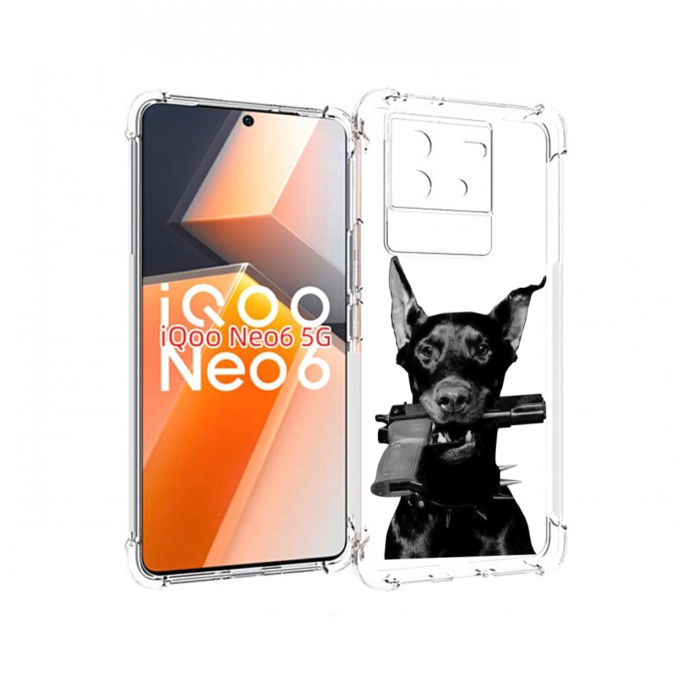 

Чехол MyPads доберман с пистолетом для Vivo iQoo Neo 6 5G, Прозрачный, Tocco