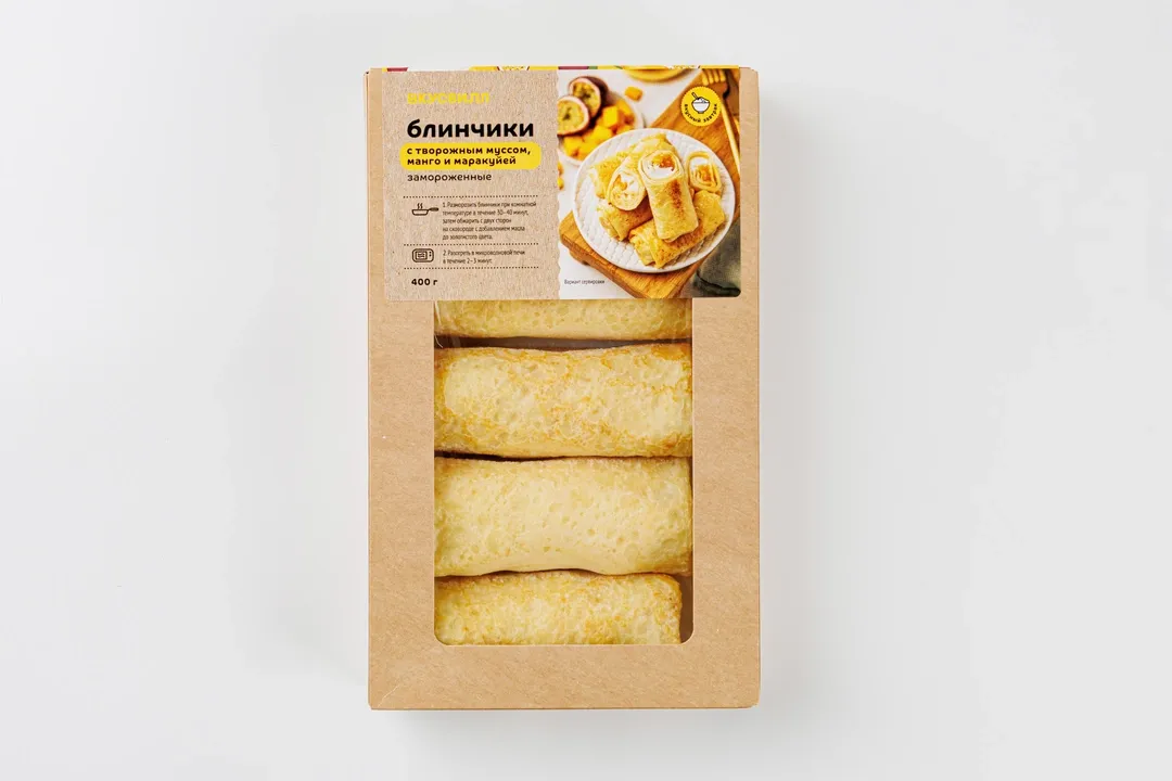 

Блинчики ВкусВилл с творожным муссом, манго и маракуйей замороженные 400 г