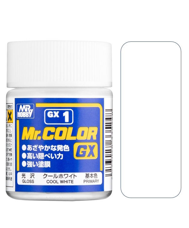 

Краска Mr.Hobby целлюлозная на растворителе, Сool White Gloss глянцевая, 18 мл, GX1, Белая