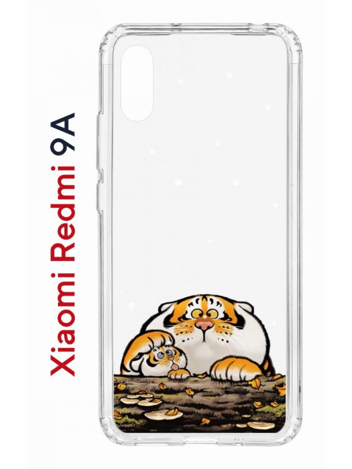 Чехол на Redmi 9A Kruche Print тигр первый снег,противоударный бампер,с защитой камеры