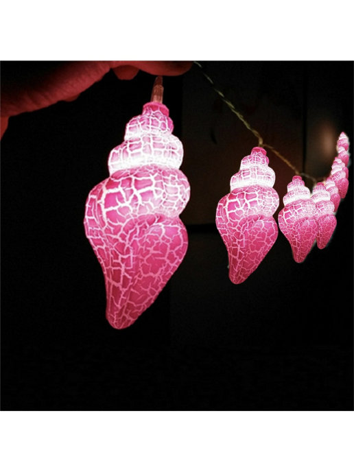 фото Световая гирлянда новогодняя qvatra ракушки matte led shells pink 5 м розовый