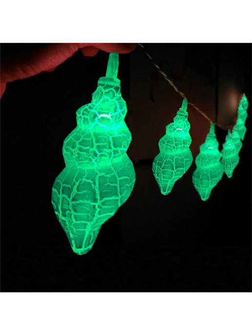 фото Световая гирлянда новогодняя qvatra ракушки matte led shells green 5 м зеленый