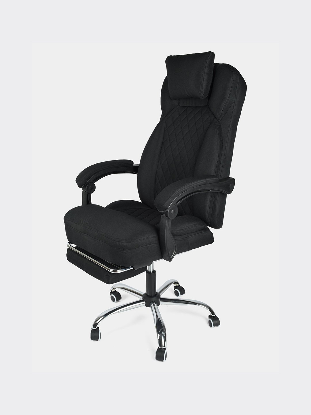 Компьютерное кресло DOMTWO Max relax Chair черное, из ткани с подножкой