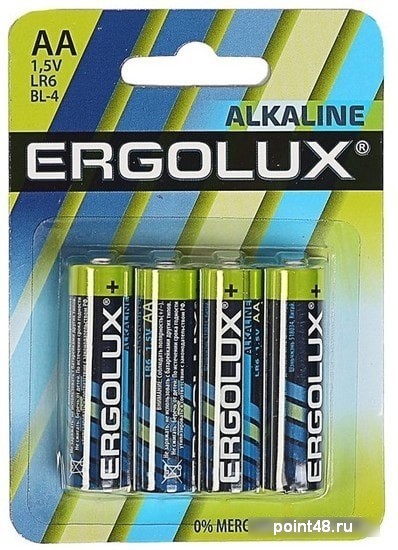 фото Батарея ergolux alkaline lr6-bl4 aa 2800mah (4шт) блистер