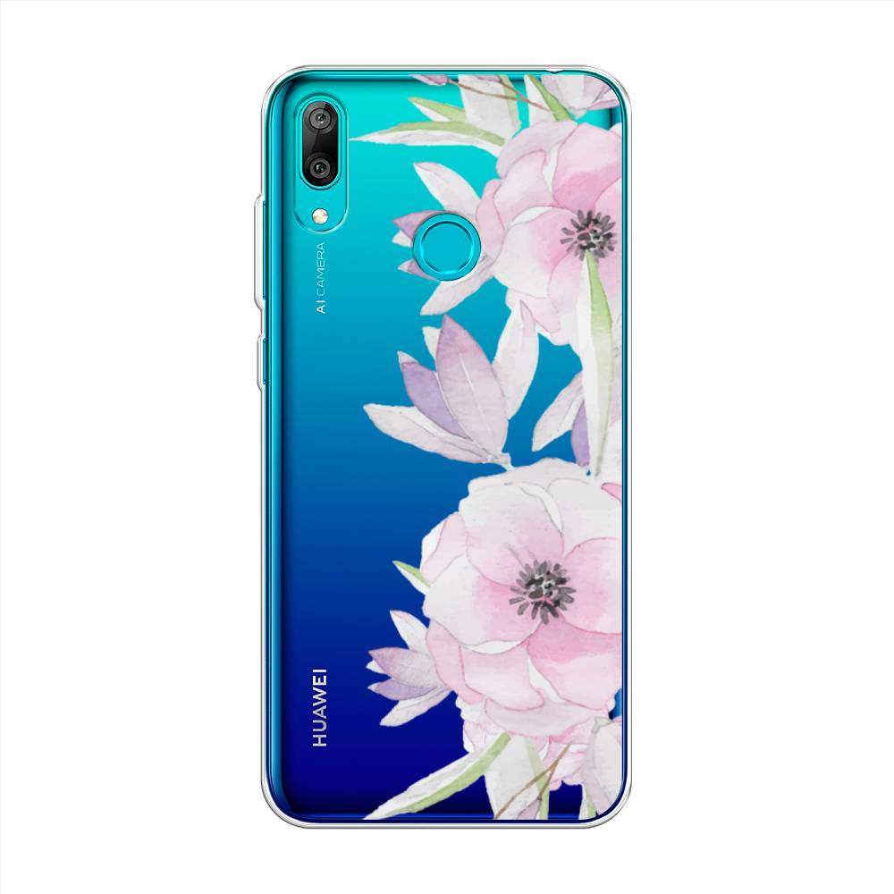 

Чехол Awog на Huawei Y7 2019 "Нежные анемоны", Розовый;черный;фиолетовый, 68450-8