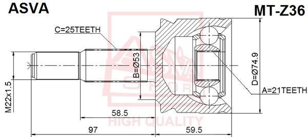 

ШРУС наружный Mitsubishi Colt CZC/Colt VI 04>12 ASVA MTZ36