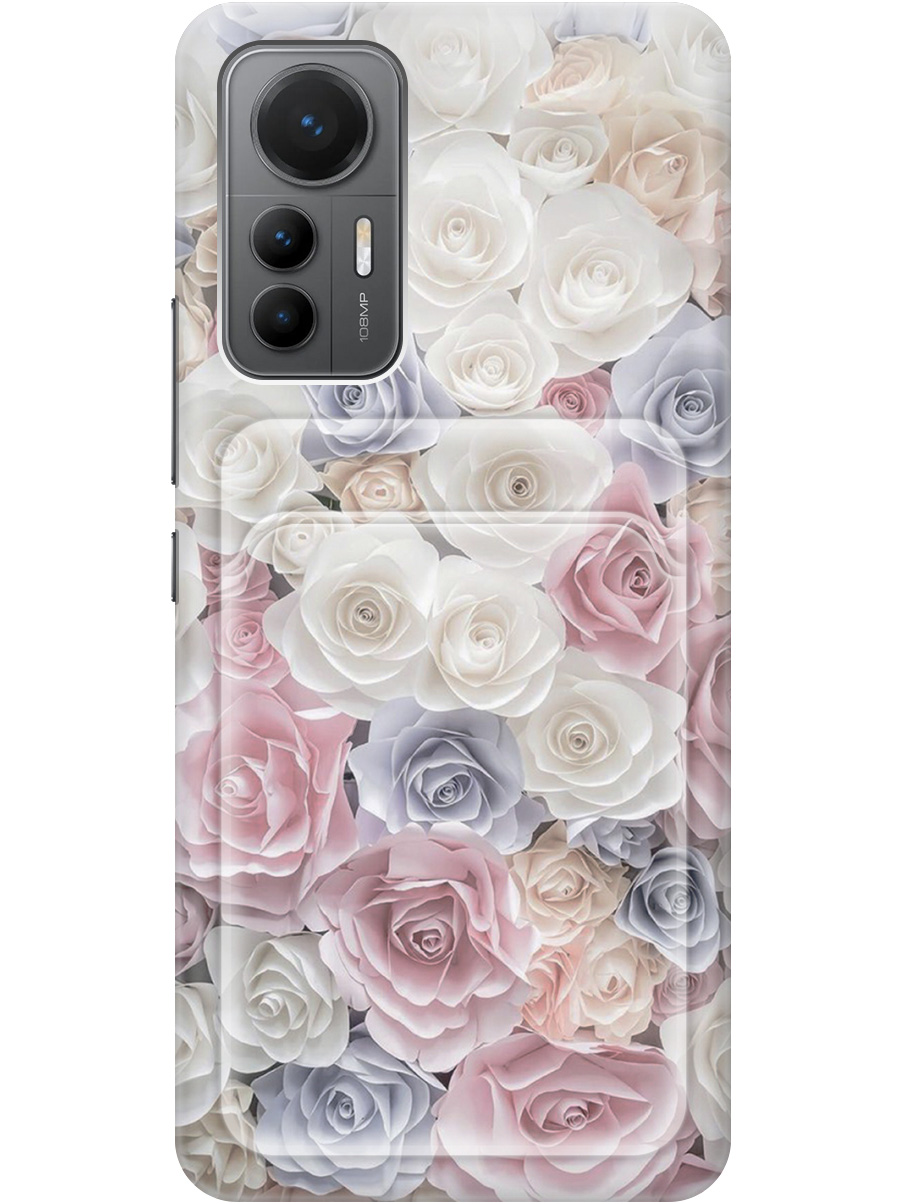 

Силиконовый чехол на Xiaomi 12 Lite с рисунком "Пастельные розы", Белый;розовый;серый, 20012017