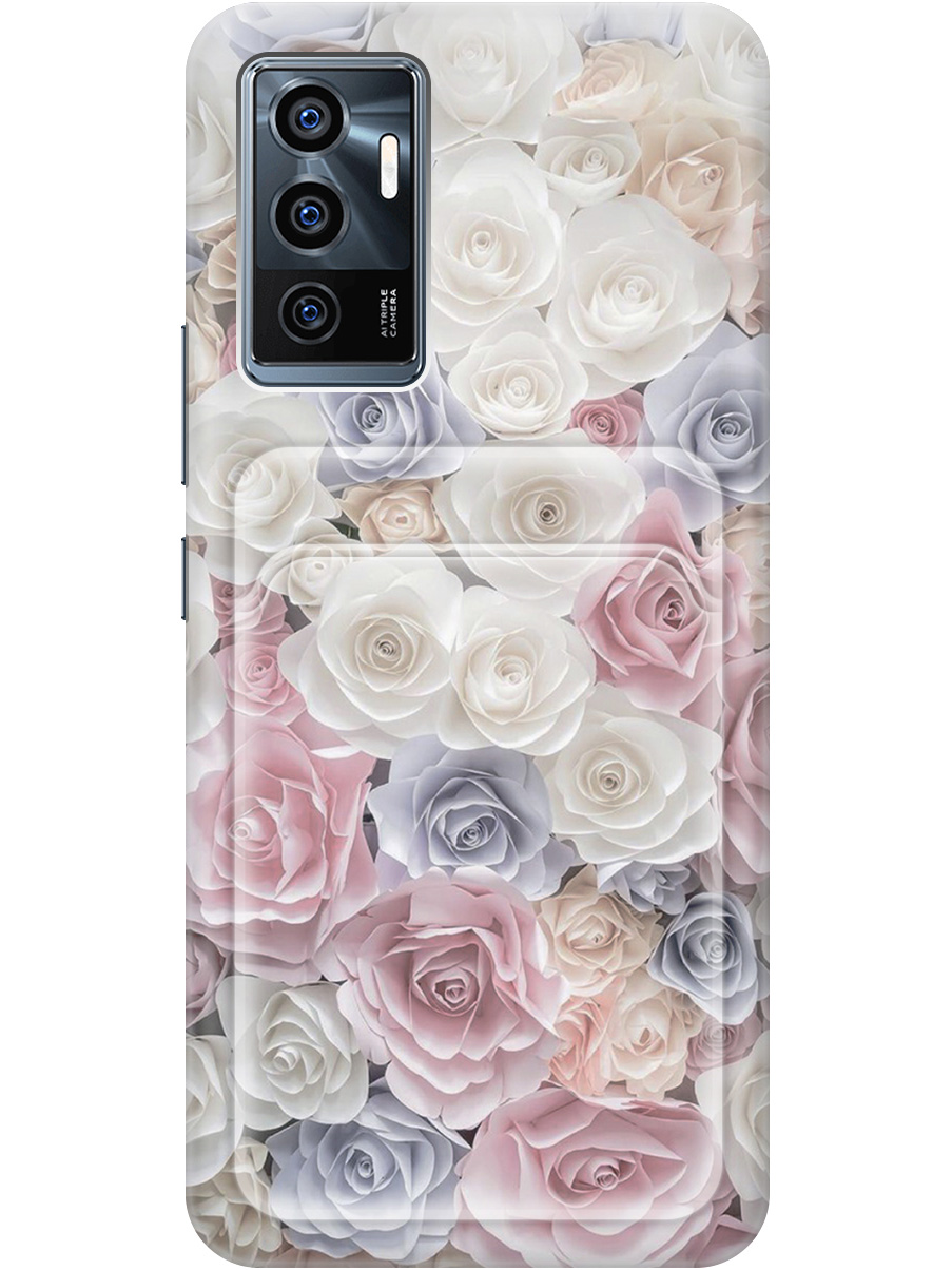 

Силиконовый чехол на Vivo V23e с рисунком "Пастельные розы", Белый;розовый;серый, 20012011