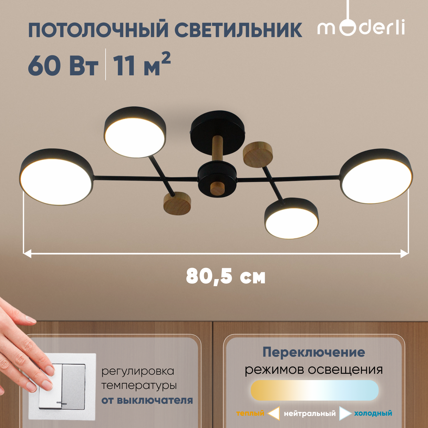 

Светильник потолочный светодиодный Moderli V10971-CL Scandi, Scandi