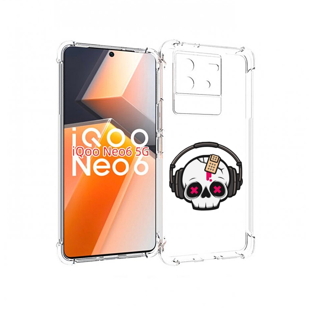 

Чехол MyPads черепок в наушниках для Vivo iQoo Neo 6 5G, Прозрачный, Tocco