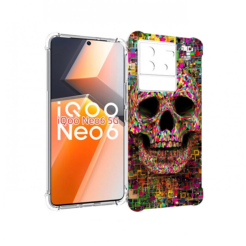 

Чехол MyPads череп красочные цвета для Vivo iQoo Neo 6 5G, Прозрачный, Tocco