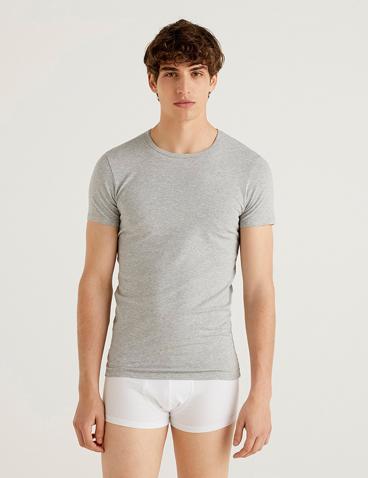 

Футболка мужская United Colors of Benetton CCC_3OP82M111 серая 2XL, CCC_3OP82M111