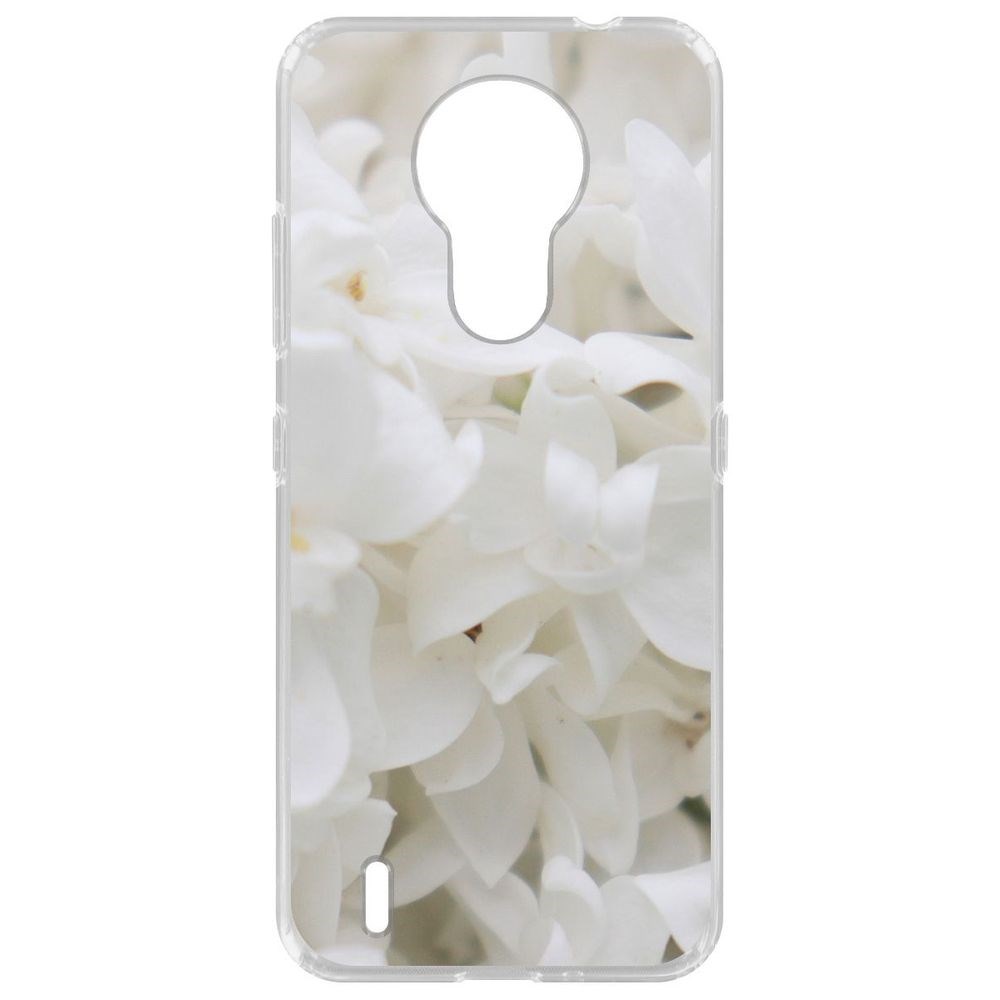 

Чехол-накладка Krutoff Clear Case Белые лилии для Nokia 1.4, Прозрачный
