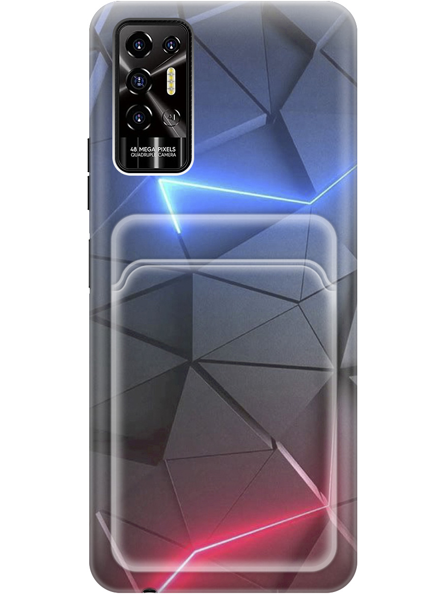 

Силиконовый чехол на Tecno Pova 2 с рисунком "Графитовые грани", Серый;синий, 20012058