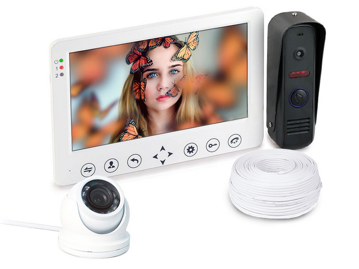 Видеодомофон HDcom W-715 с внутренней купольной камерой KDM-6413G 160921900 соединительный адаптер для кнопки emas