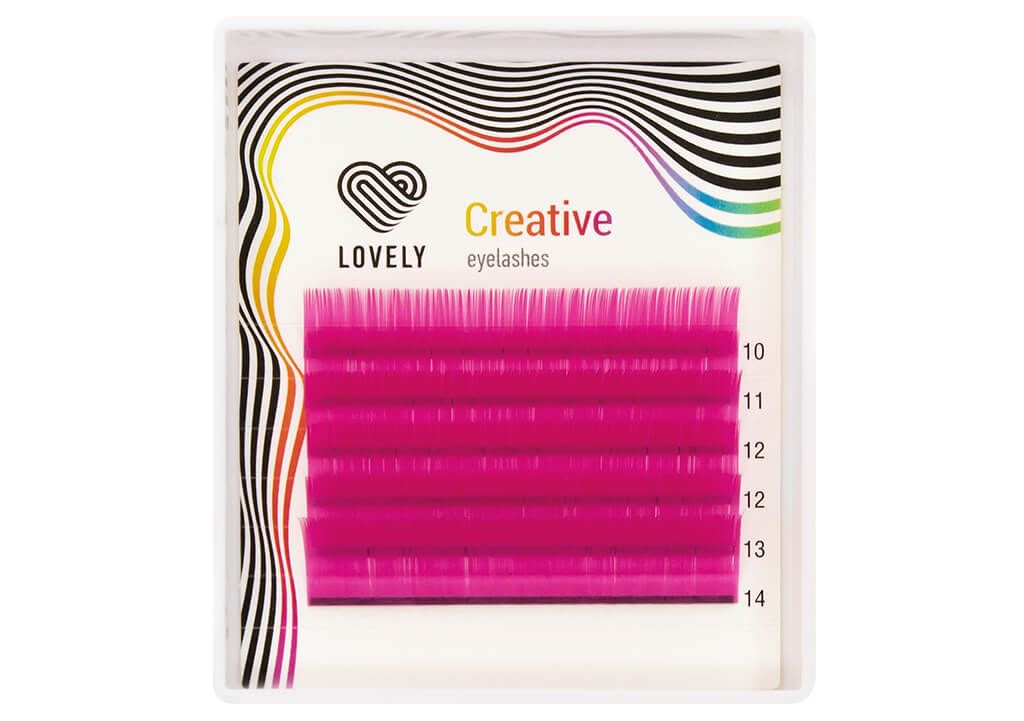 

Ресницы Lovely малиновые crimson мини 6 линий C+ 0.07 10-14 мм, Красный
