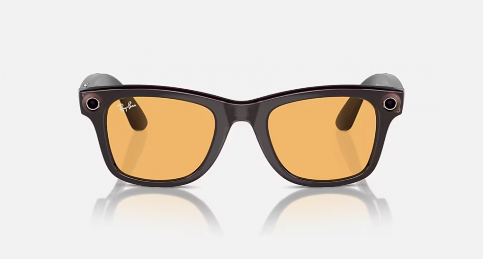 Экшн камера-очки Ray-Ban Stories Wayfarer Shiny Rebel Black Transparent, Amber