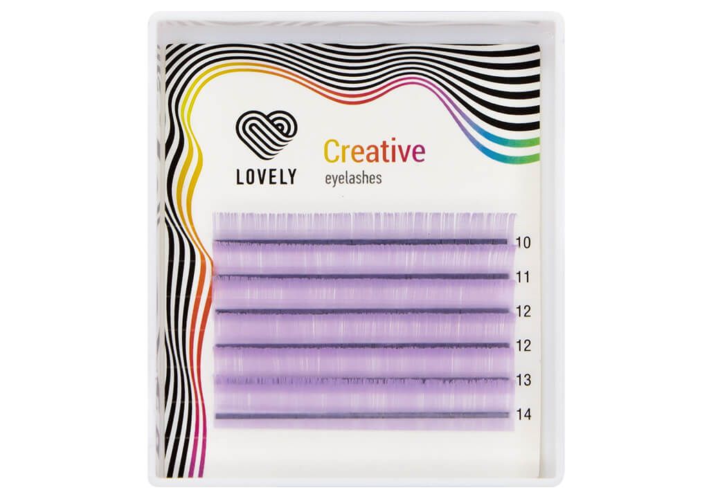 

Ресницы Lovely лиловые violet мини 6 линий C 0.10 7-11 мм, Розовый