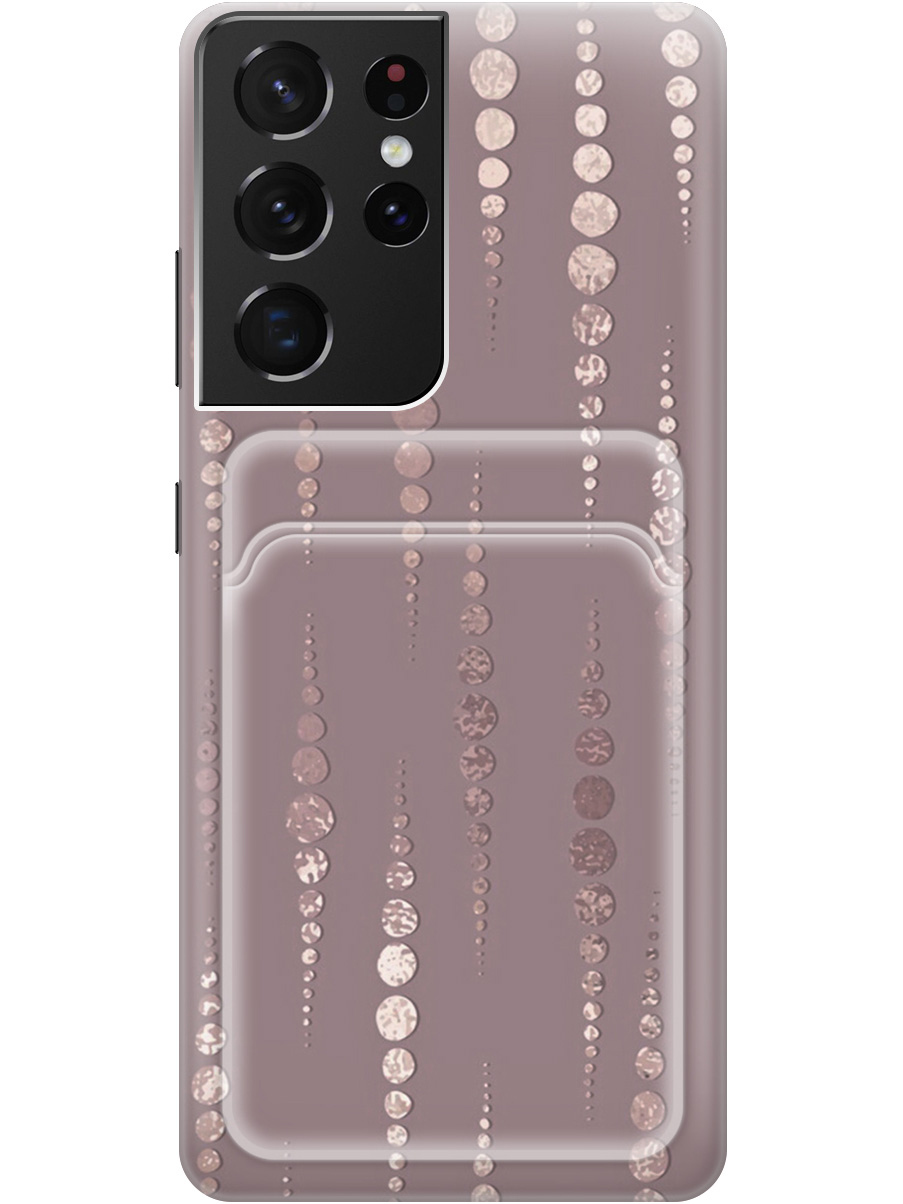 

Силиконовый чехол на Samsung Galaxy S21 Ultra с рисунком "Монеты в розовых песках", Белый;розовый, 20012053