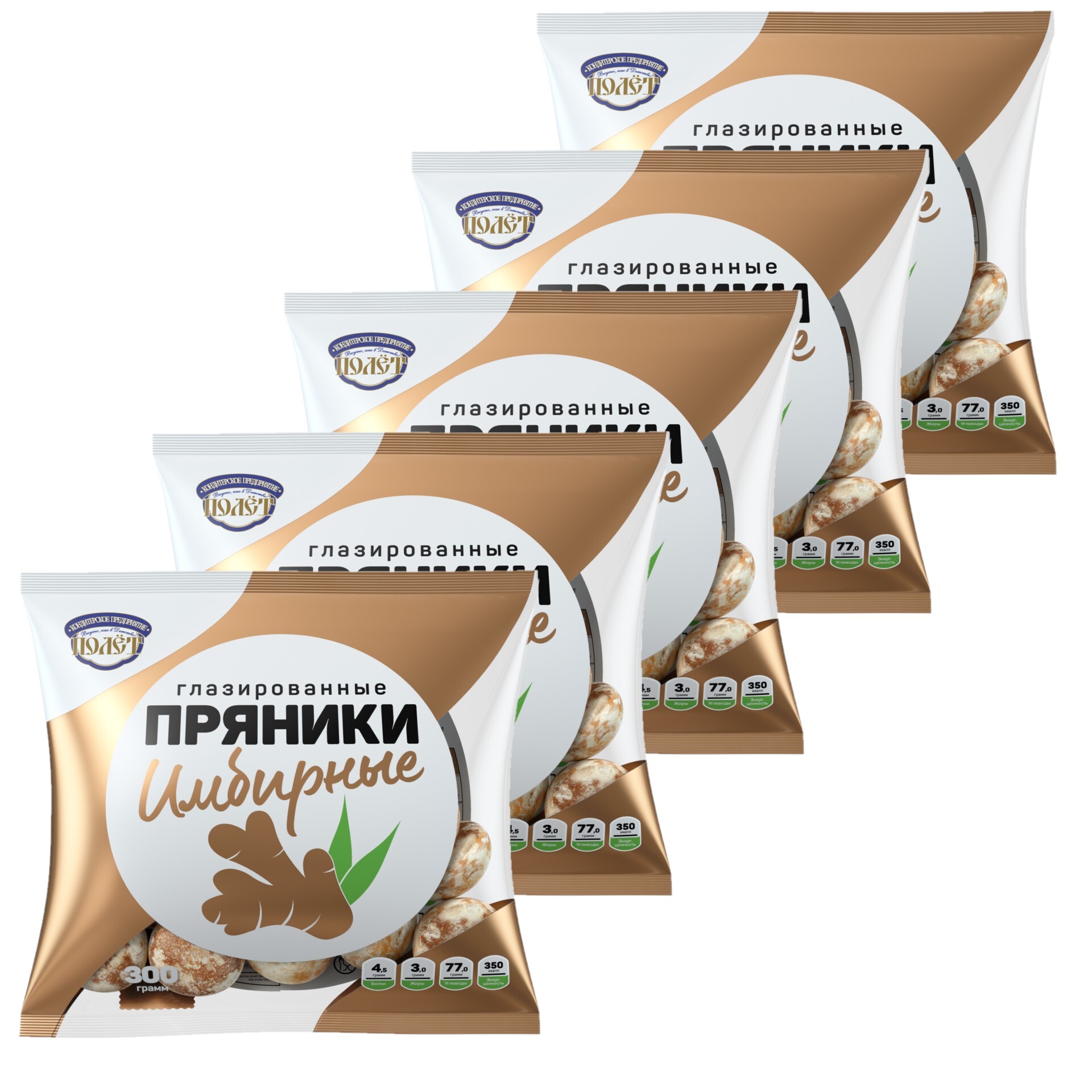 

Пряники Имбирные ПОЛЕТ, 300г х 5шт