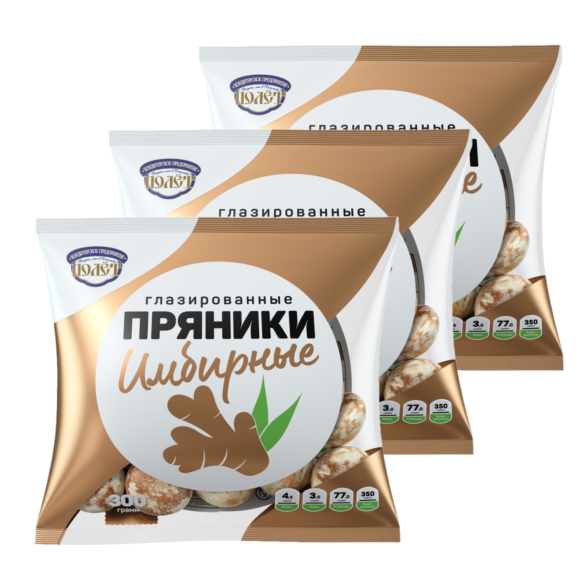 

Пряники Имбирные ПОЛЕТ, 300г х 3шт