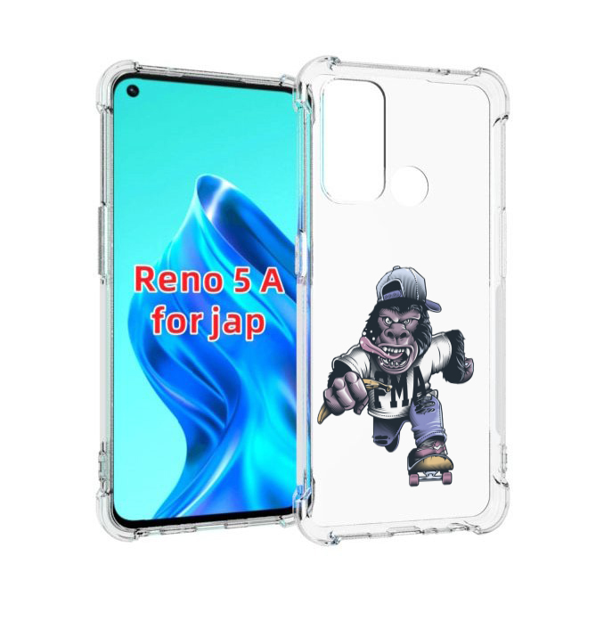 

Чехол MyPads Обезьяна на скейте для Oppo Reno 5A, Прозрачный, Tocco