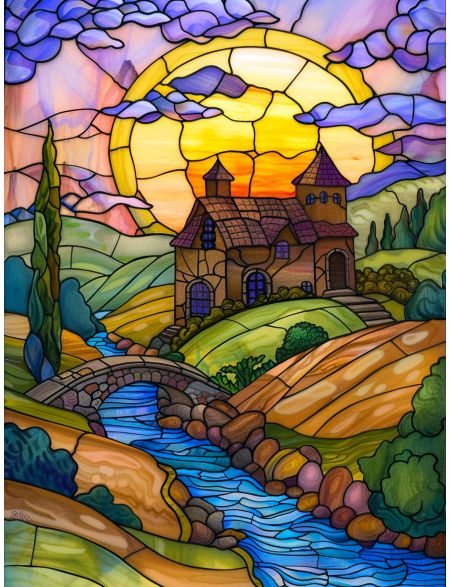 

Алмазная мозаика на подрамнике Витражный рисунок, 70x50 см, 50 цветов, 85891, ПРА-858