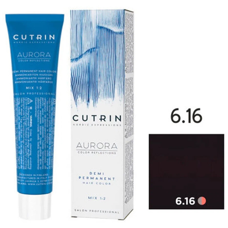 Краска для волос CUTRIN AURORA Demi 6.16 Мрамор 60 мл проявитель cutrin aurora 6% 60 мл