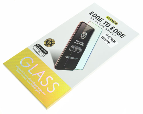 

Защитное стекло 9H Black для iPhone SE New белое, упаковка