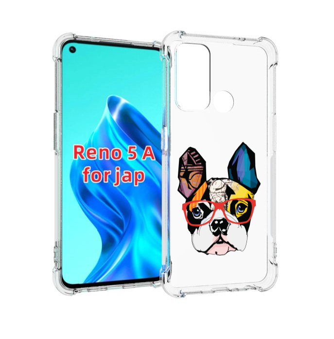 

Чехол MyPads Мопс-в-очках для Oppo Reno 5A, Прозрачный, Tocco