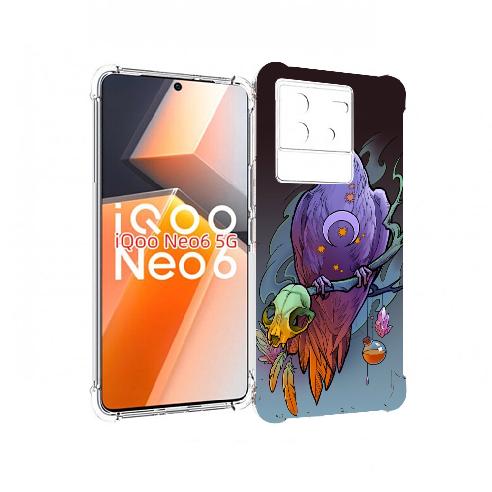 

Чехол MyPads фиолетовый ворон на ветке для Vivo iQoo Neo 6 5G, Прозрачный, Tocco