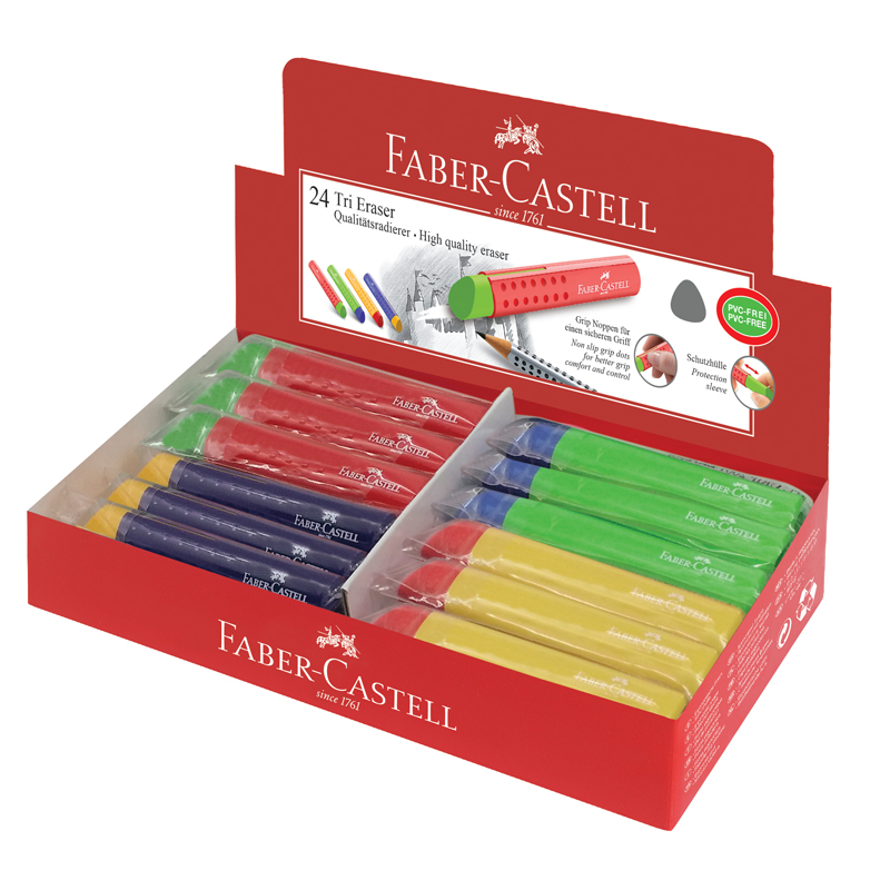 Ластик Faber-Castell Tri (треугольный, 83x12,6x12,3мм, пластиковый держатель) 24шт