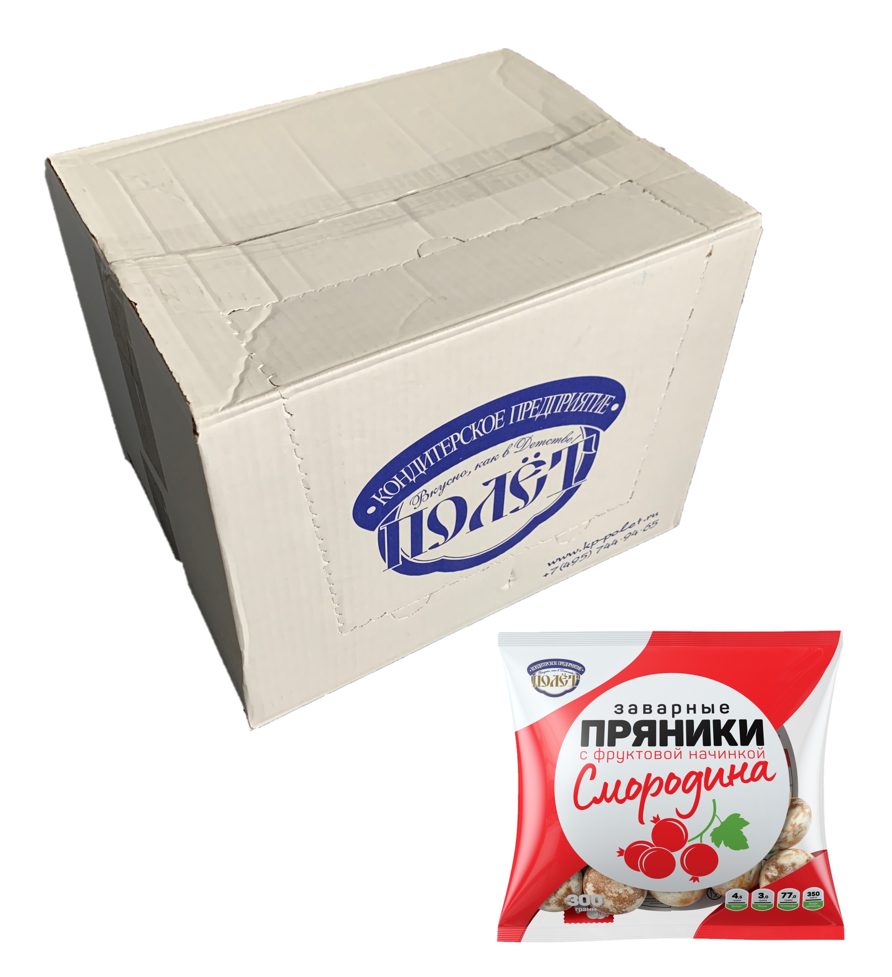 

Пряники со смородиновой начинкой заварные ПОЛЕТ, 300г х 15шт
