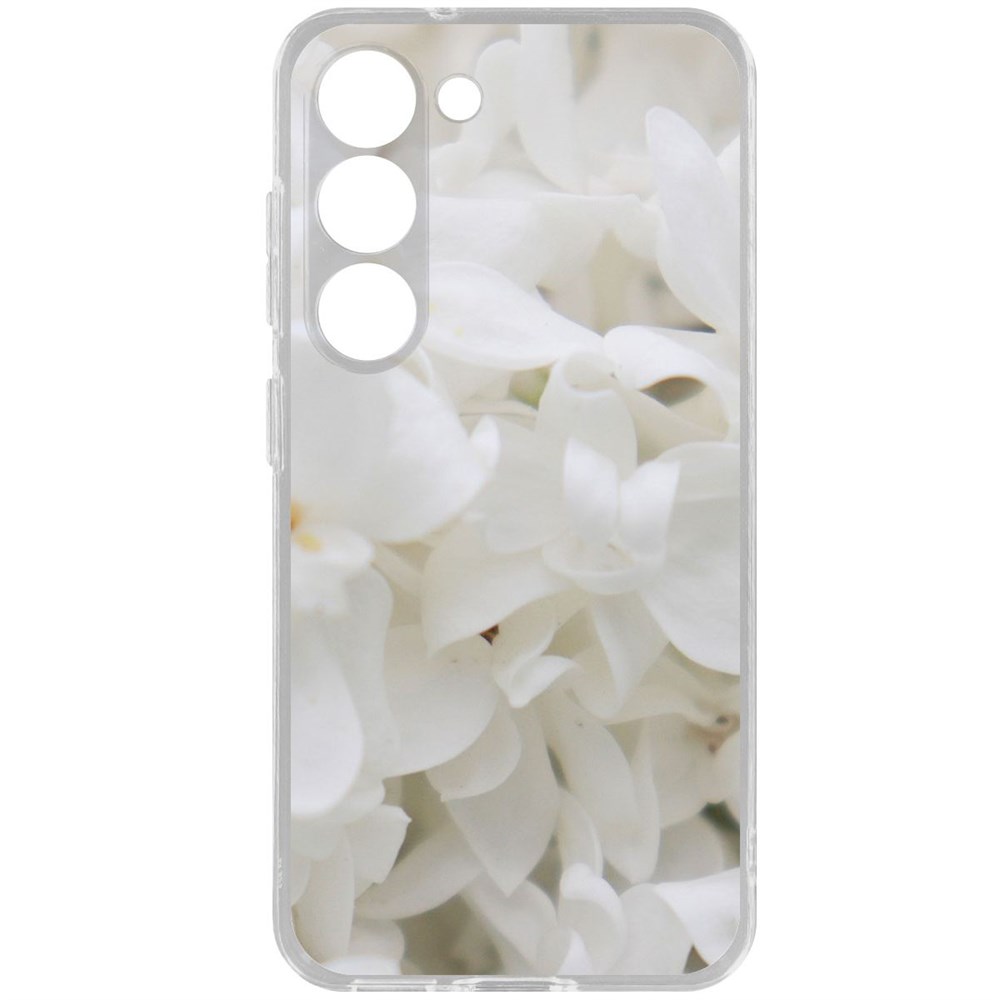 

Чехол-накладка Krutoff Clear Case Белые лилии для Samsung Galaxy S23, Прозрачный